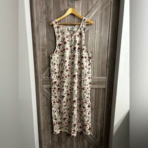🌸 Vintage 90s Cottage Core Floral Sleeveless Maxi Dress Cotton/linen 🌸